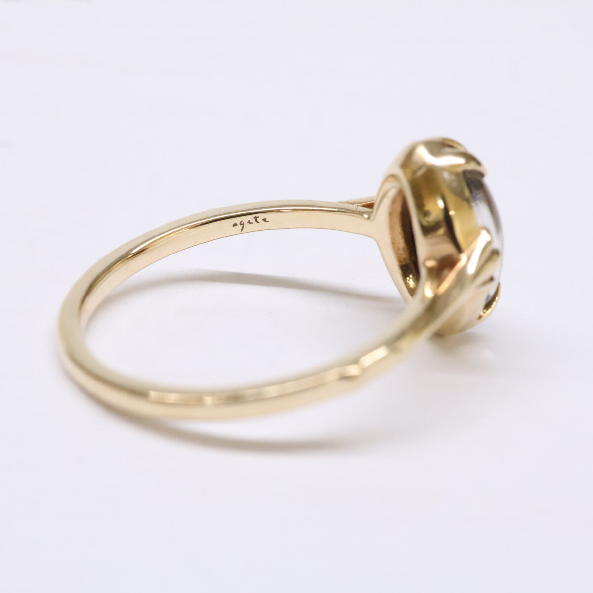 agete アガット 【美品】10243111284 K10 シェル 黒蝶貝 クオーツリング リング 指輪