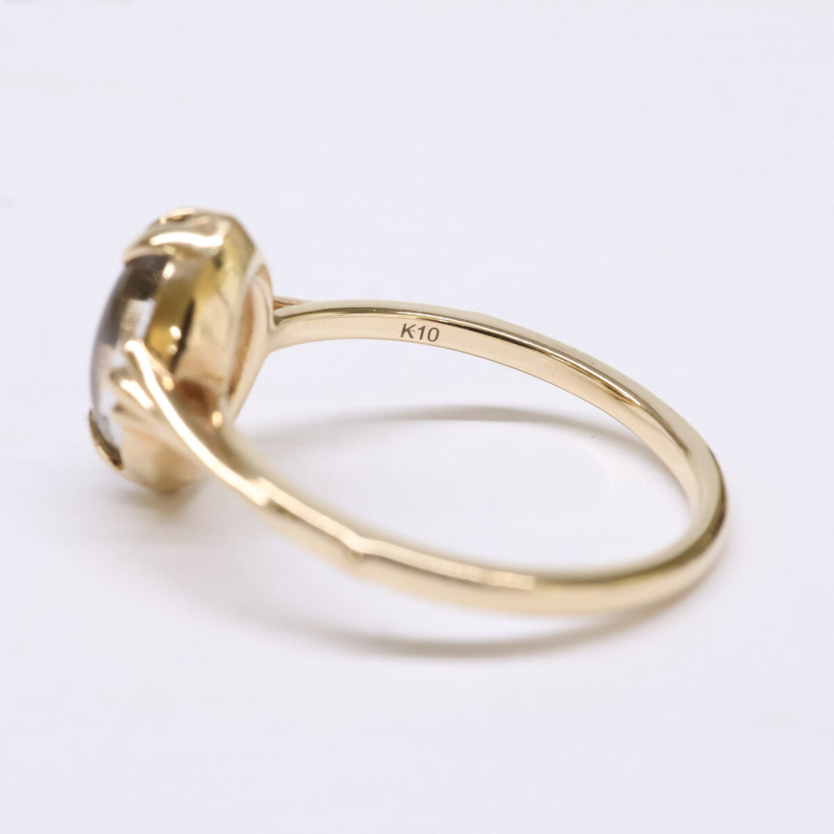 agete アガット 【美品】10243111284 K10 シェル 黒蝶貝 クオーツリング リング 指輪