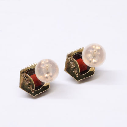 agete アガット 【美品】10243112251 SVｘGPｘK10 ゴールドガーネット ピアス
