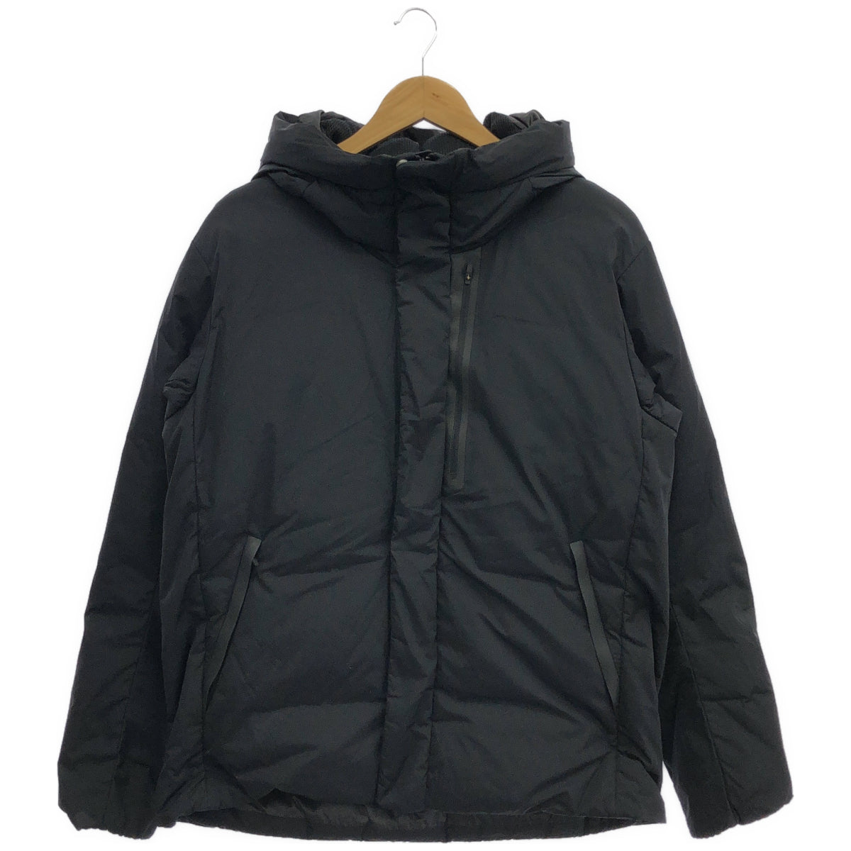 B&Y U-ARROWS ビューティーアンドユース ユナイテッドアローズ Black Komatsu Matere Chambray Hooded Down Jacket 700FP Water-Repellent Jacket