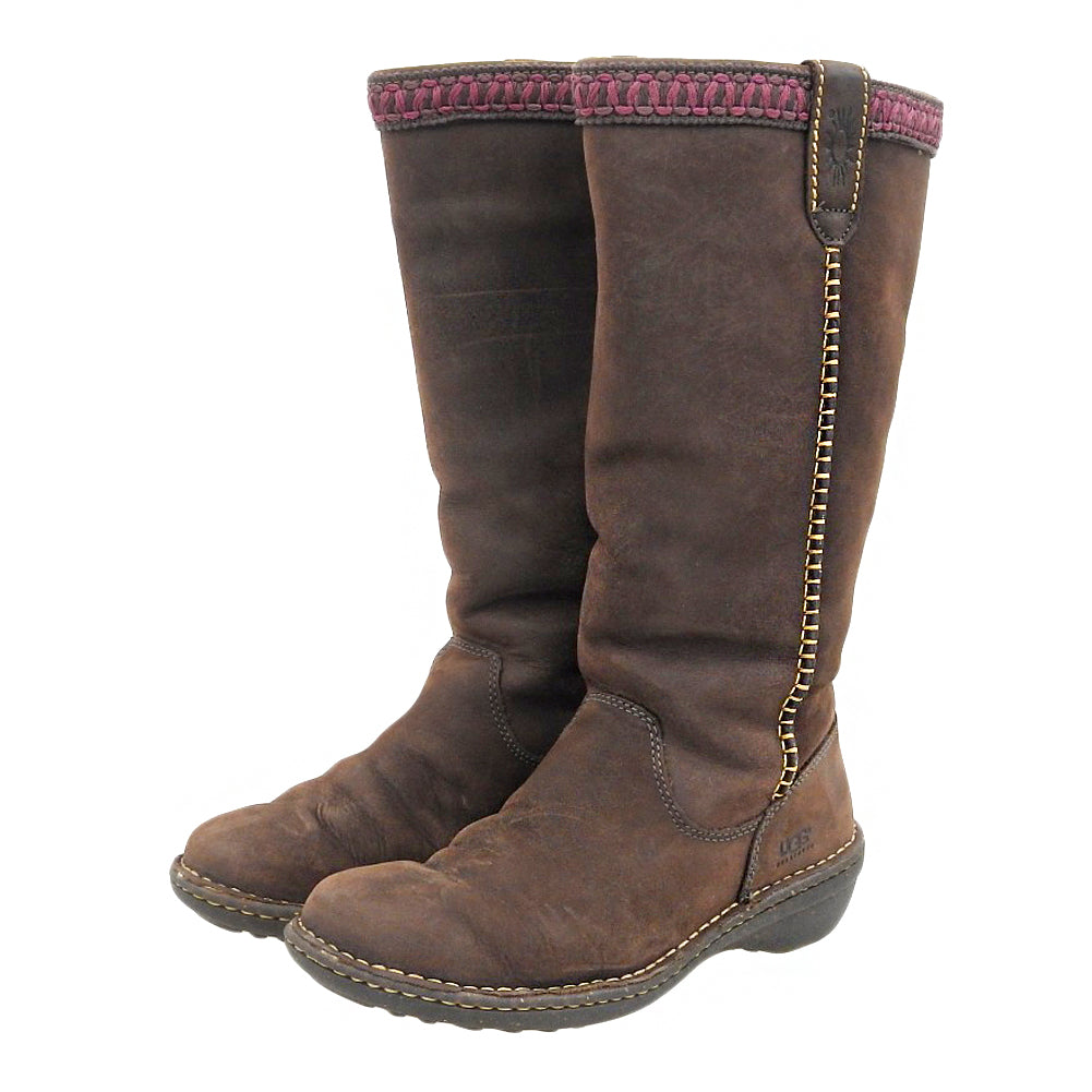 UGG アグ 美品 【UGG australia】 ロング ムートンブーツ シューズ メンズ ブラウン ブラウン 24cm F8008G シューズ