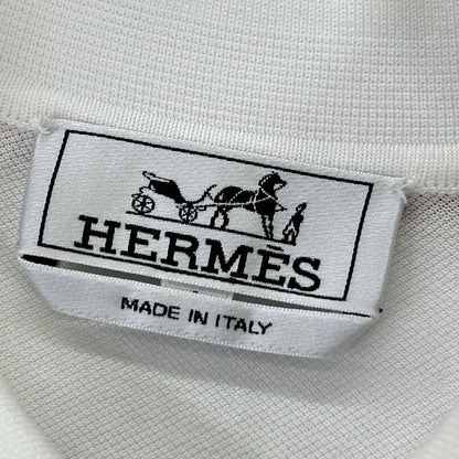 HERMES エルメス 467995HA ホワイト H刺繍 ポケット パイピング ポロシャツ トップス