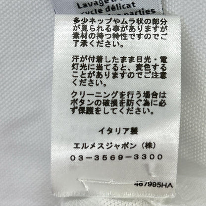 HERMES エルメス 467995HA ホワイト H刺繍 ポケット パイピング ポロシャツ トップス