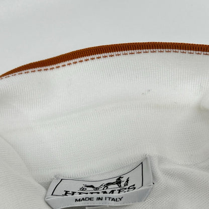 HERMES エルメス 467995HA ホワイト H刺繍 ポケット パイピング ポロシャツ トップス