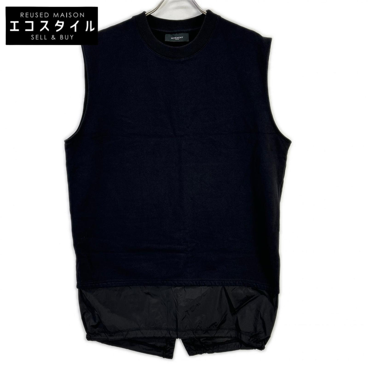 GIVENCHY black cotton iron-on bonded sleeveless sweatshirt, top
