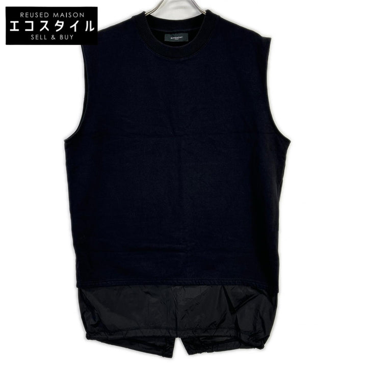 GIVENCHY ジバンシー ブラック コットン アイロン ドッキングノースリーブスウェット トップス