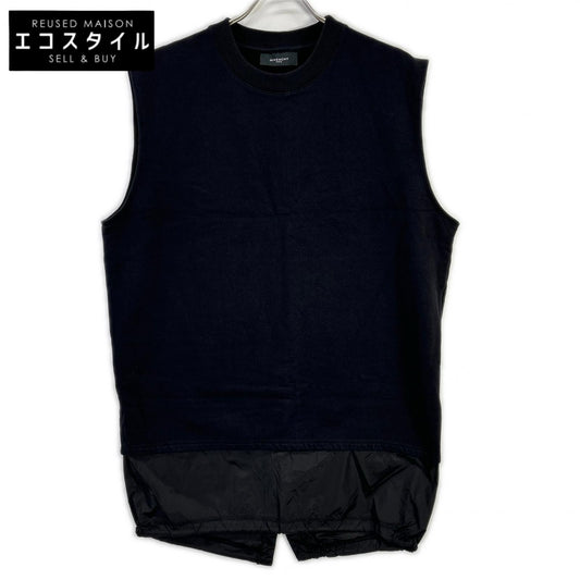 GIVENCHY ジバンシー ブラック コットン アイロン ドッキングノースリーブスウェット トップス