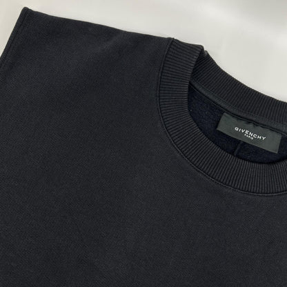 GIVENCHY ジバンシー ブラック コットン アイロン ドッキングノースリーブスウェット トップス