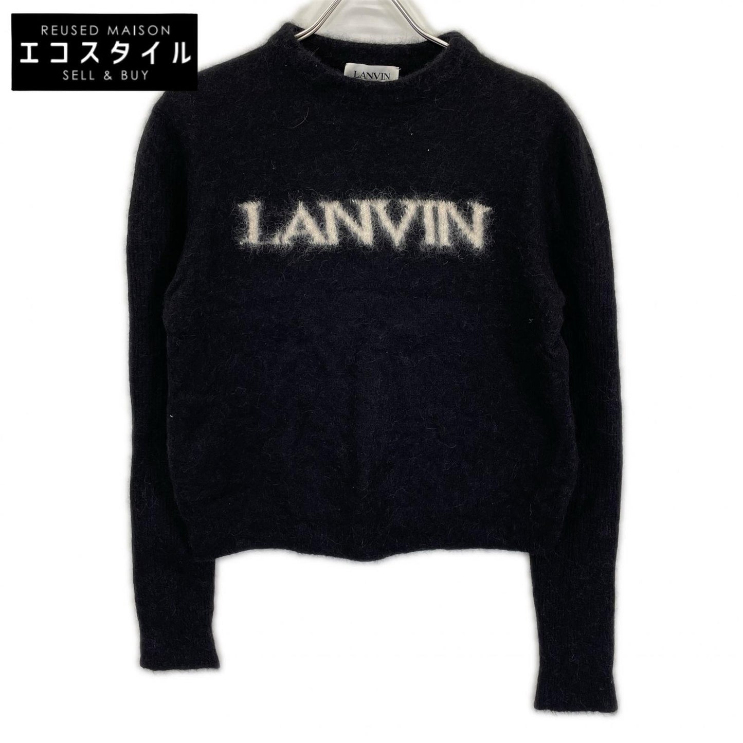 LANVIN ランバン ブラック RM-PO0025-K301-A21 ロゴニット プルオーバー トップス