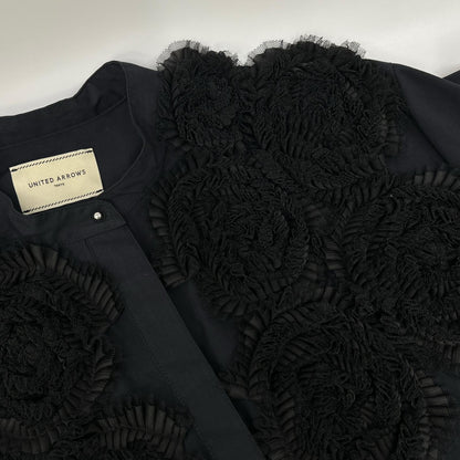 UNITED ARROWS ユナイテッドアローズ ダークネイビー 24年 フラワーモチーフ タックリボンパーツ シャツブラウス トップス