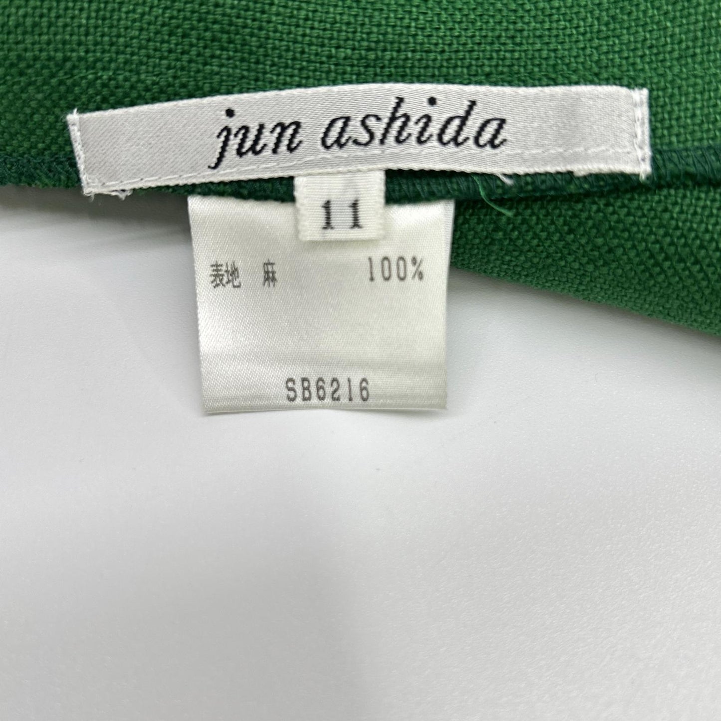 JUN ASHIDA ジュンアシダ グリーン リネン ハーフスリーブ デザイン金釦 ジャケット ジャケット