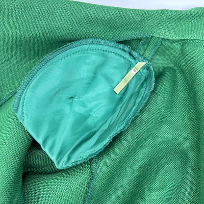 JUN ASHIDA green linen half-sleeve jacket with decorative gold buttons, jacket