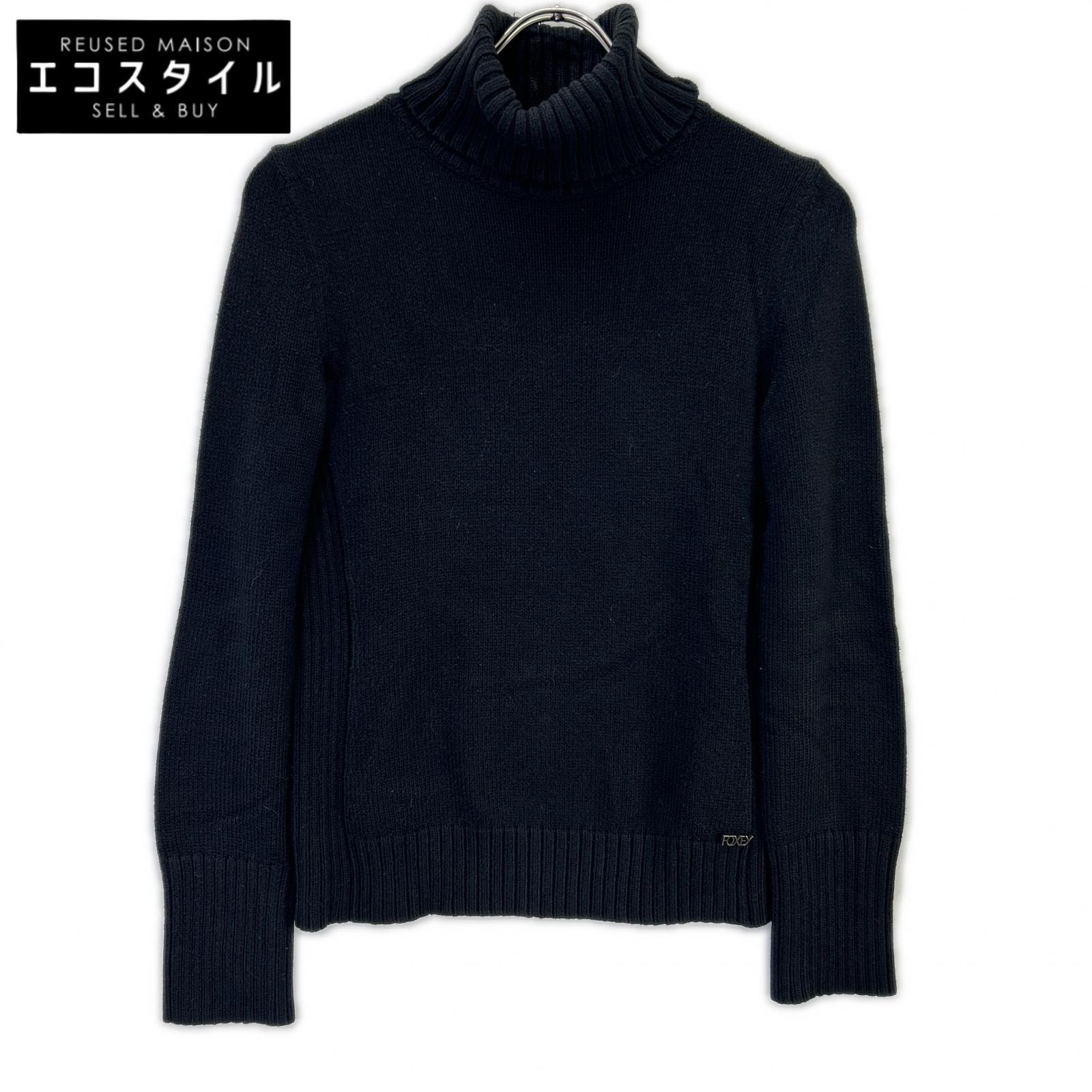 FOXEY NEW YORK フォクシーニューヨーク 27729-NATFA101MY-2 ブラック エンジェルヘアコットン タートルネック トップス