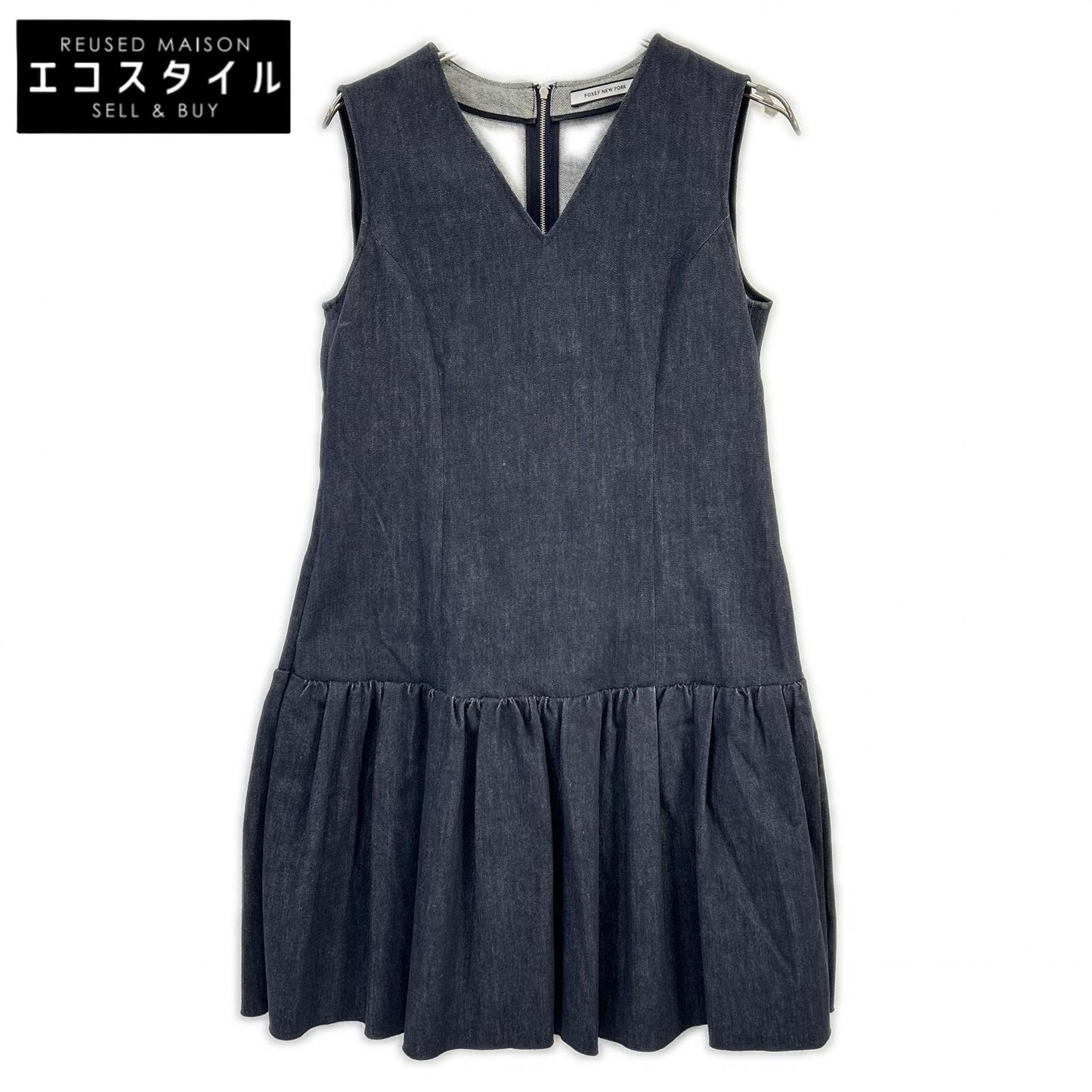 FOXEY NEW YORK フォクシーニューヨーク 39368 インディゴ コットン混 ノースリーブ デニムドレス ワンピース