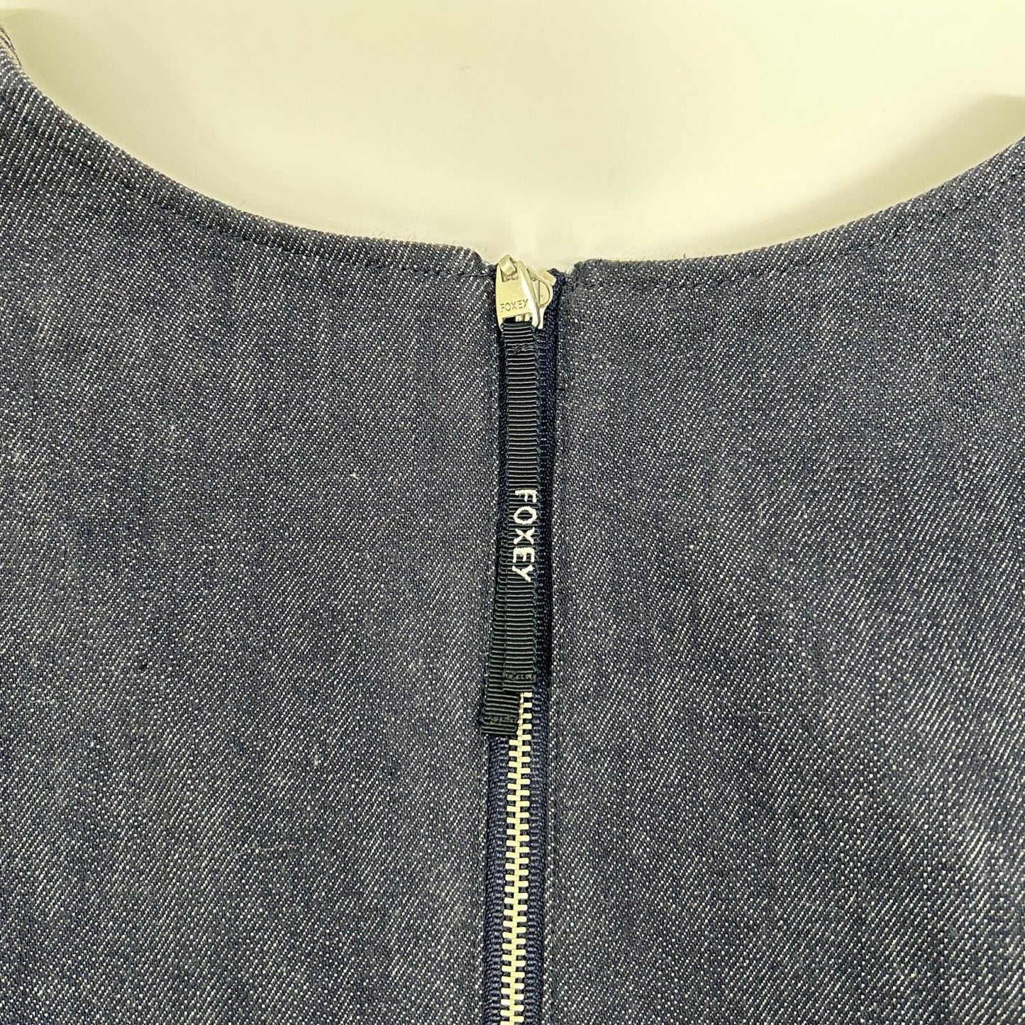 FOXEY NEW YORK フォクシーニューヨーク 39368 インディゴ コットン混 ノースリーブ デニムドレス ワンピース