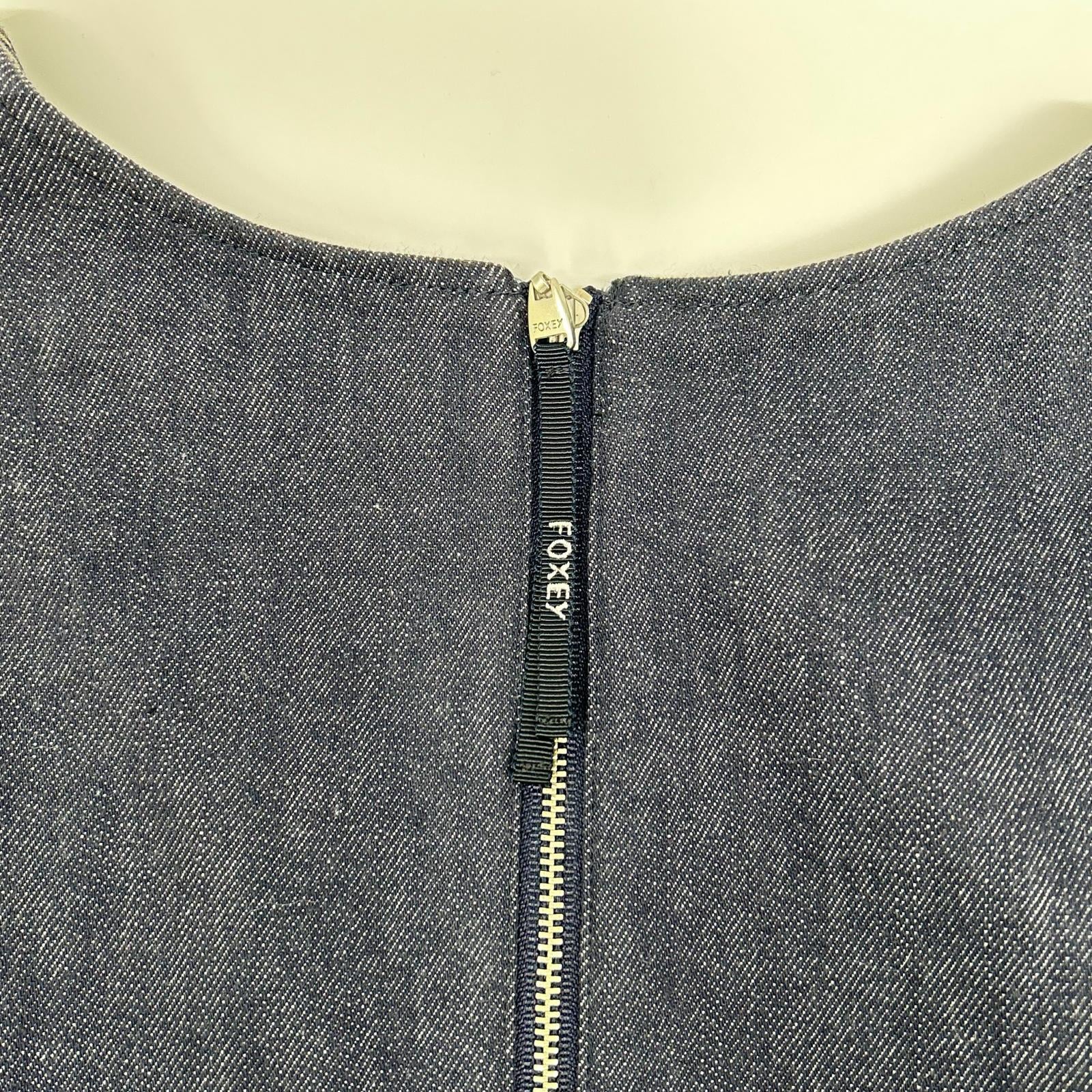 FOXEY NEW YORK フォクシーニューヨーク 39368 インディゴ コットン混 ノースリーブ デニムドレス ワンピース