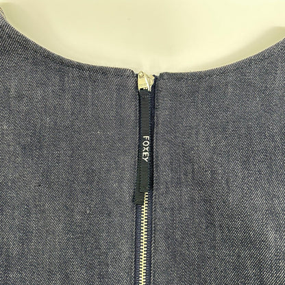 FOXEY NEW YORK フォクシーニューヨーク 39368 インディゴ コットン混 ノースリーブ デニムドレス ワンピース
