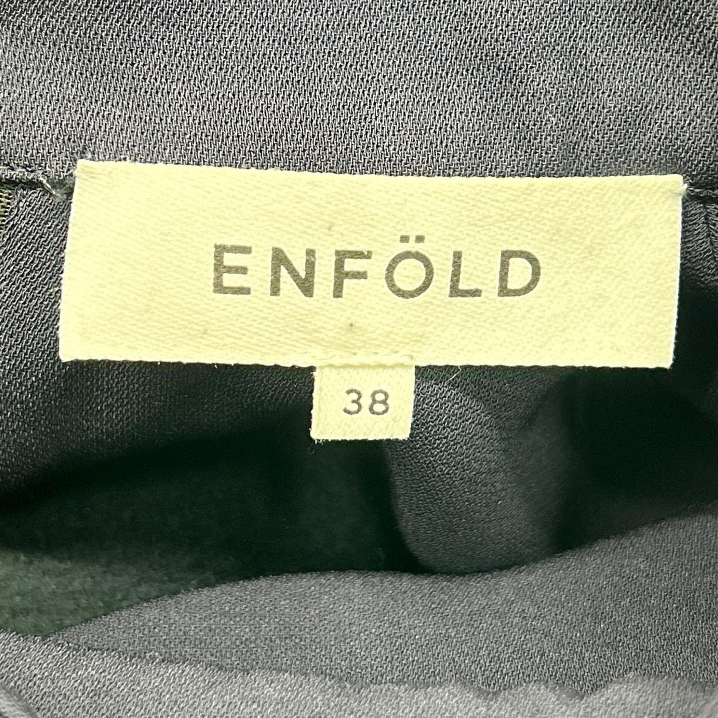 ENFOLD エンフォルド ネイビー コットン混 7分袖 プリーツドレス ワンピース