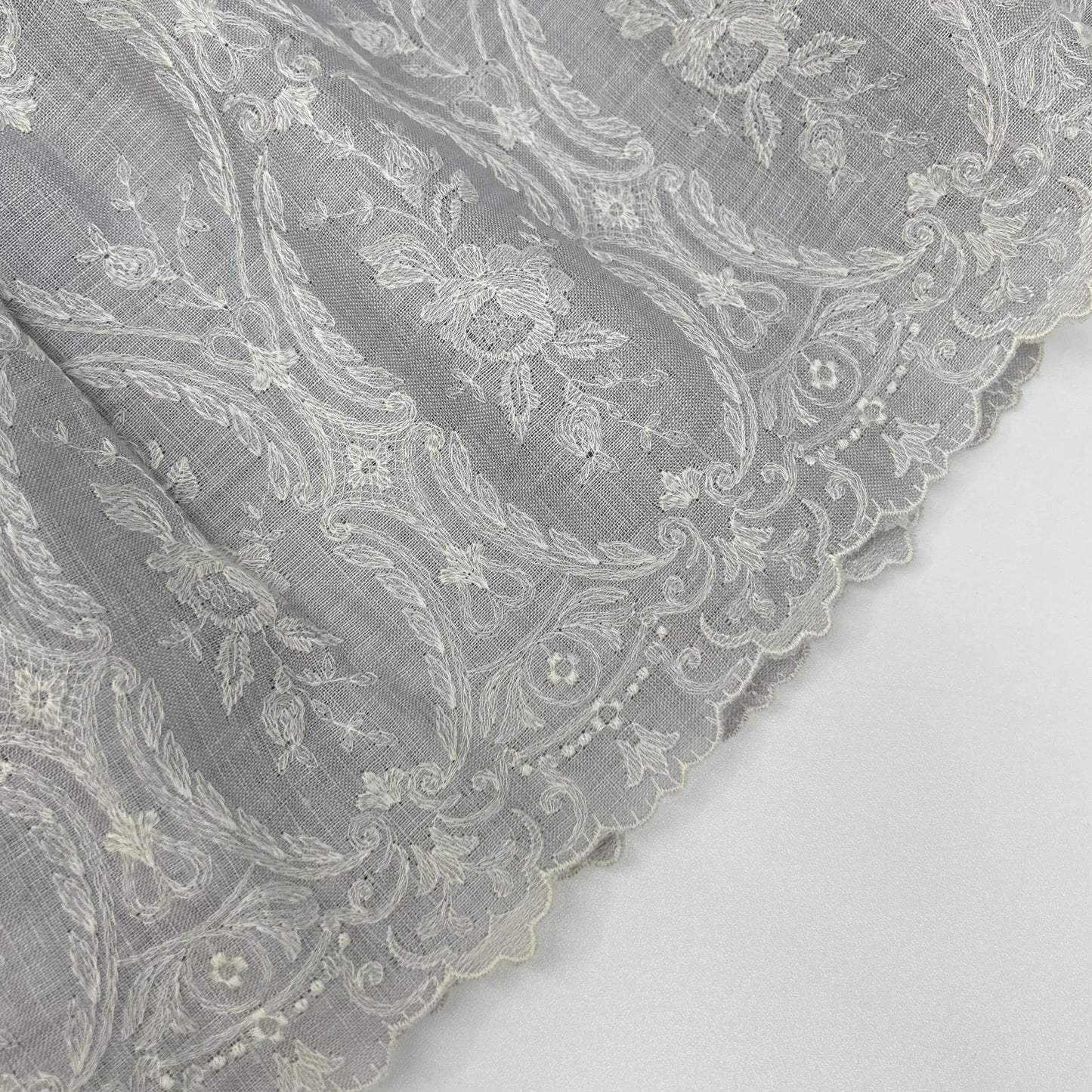FOXEY フォクシー 35790 スカイブルー Dress Lyon リネン 花柄レース ワンピース ワンピース