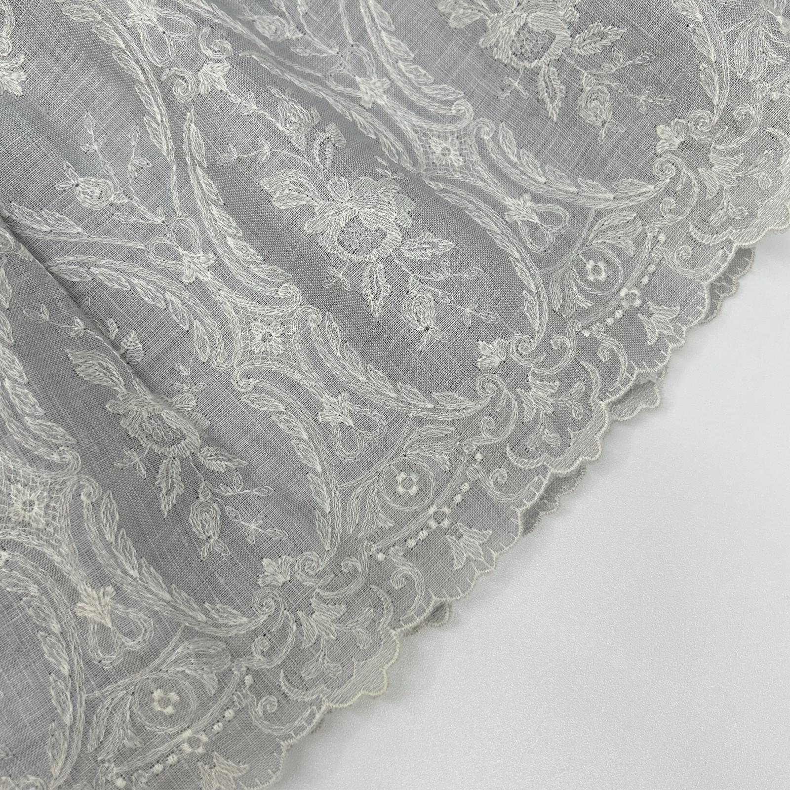 FOXEY フォクシー 35790 スカイブルー Dress Lyon リネン 花柄レース ワンピース ワンピース
