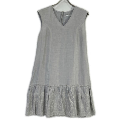 FOXEY フォクシー 35790 スカイブルー Dress Lyon リネン 花柄レース ワンピース ワンピース