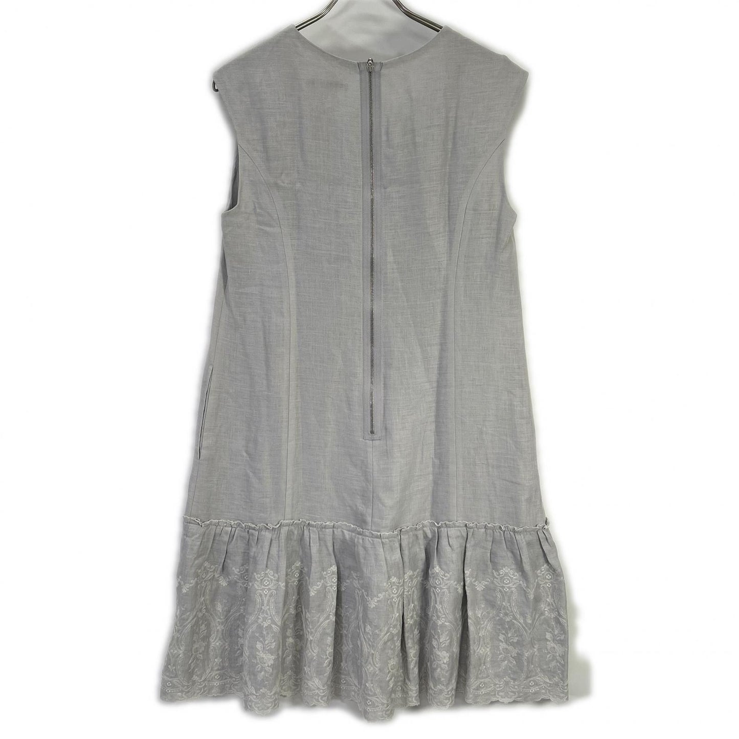 FOXEY フォクシー 35790 スカイブルー Dress Lyon リネン 花柄レース ワンピース ワンピース