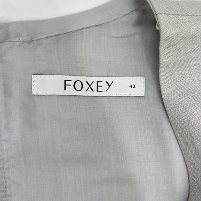 FOXEY フォクシー 35790 スカイブルー Dress Lyon リネン 花柄レース ワンピース ワンピース