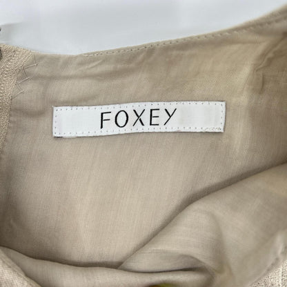 FOXEY フォクシー 36781 アイボリー リネン ふんわりAライン ノースリーブタックワンピース ドレス ワンピース