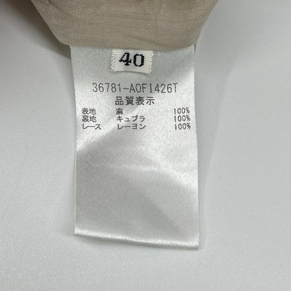 【SALE】 FOXEY フォクシー 36781 アイボリー リネン ふんわりAライン ノースリーブタックワンピース ドレス ワンピース