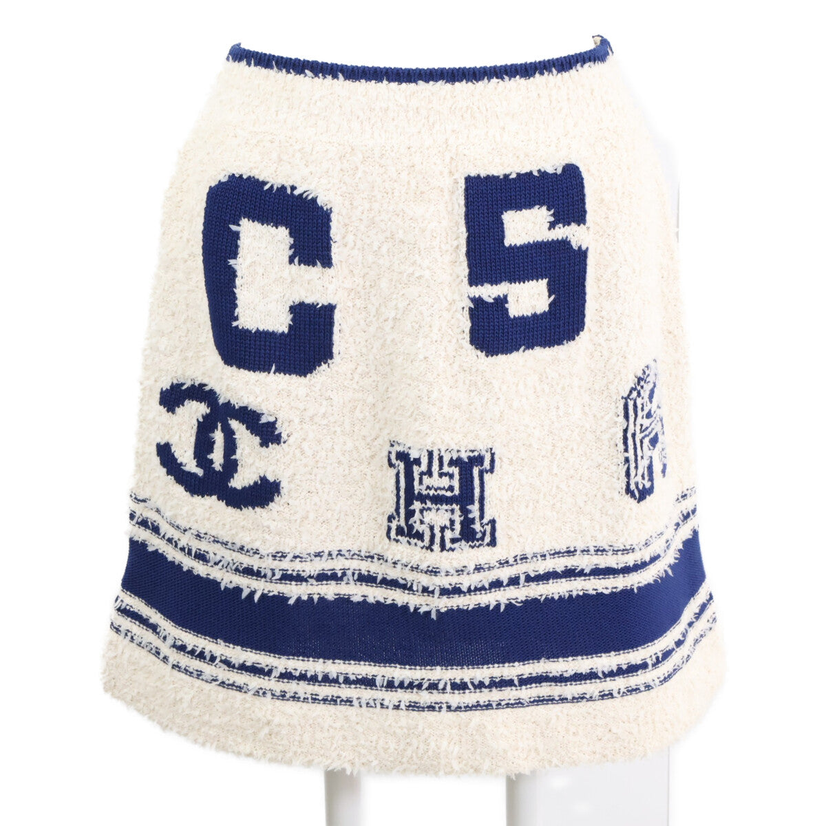 CHANEL シャネル 【美品/国内正規】P61005K46380 クルーズライン ココマーク ニット ミニ スカート
