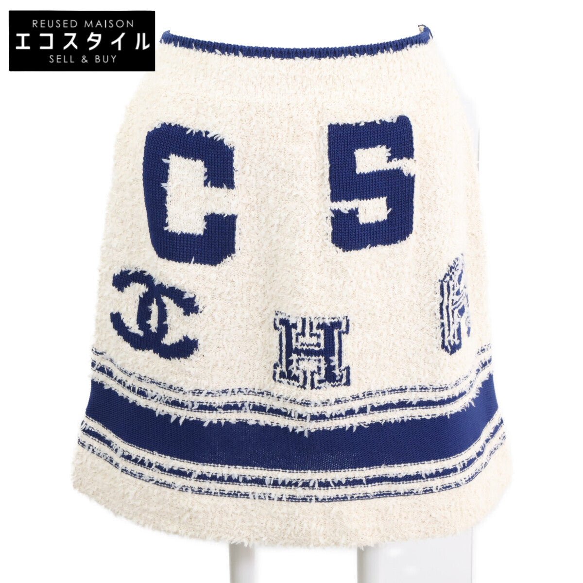 CHANEL シャネル 【美品/国内正規】P61005K46380 クルーズライン ココマーク ニット ミニ スカート