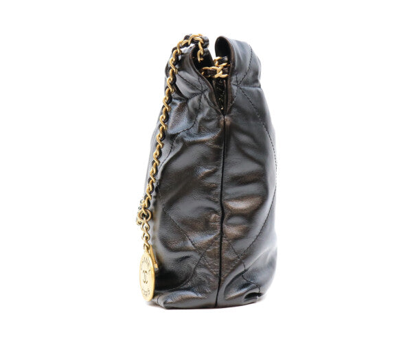 CHANEL シャネル AS3980 ブラック シャネル22ミニ シャイニーカーフスキン ゴールド金具 チェーンバッグ ショルダーバッグ