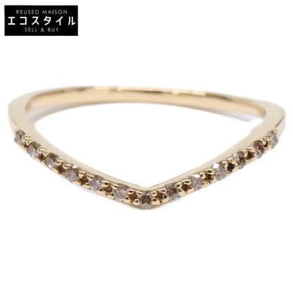 agete アガット 【美品】10164111095 K18 0.06 ダイヤモンド V字 リング 指輪