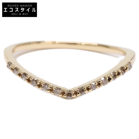 agete アガット 【美品】10164111095 K18 0.06 ダイヤモンド V字 リング 指輪