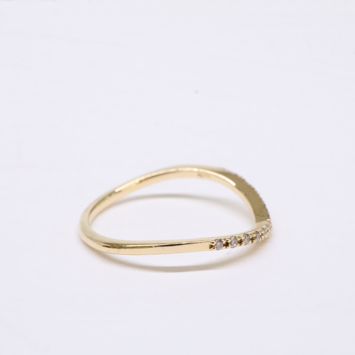 agete アガット 【美品】10164111095 K18 0.06 ダイヤモンド V字 リング 指輪