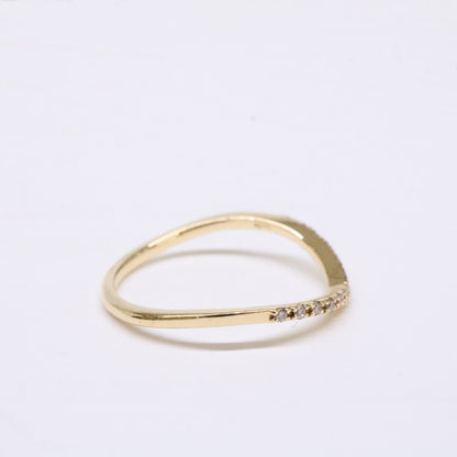 agete アガット 【美品】10164111095 K18 0.06 ダイヤモンド V字 リング 指輪