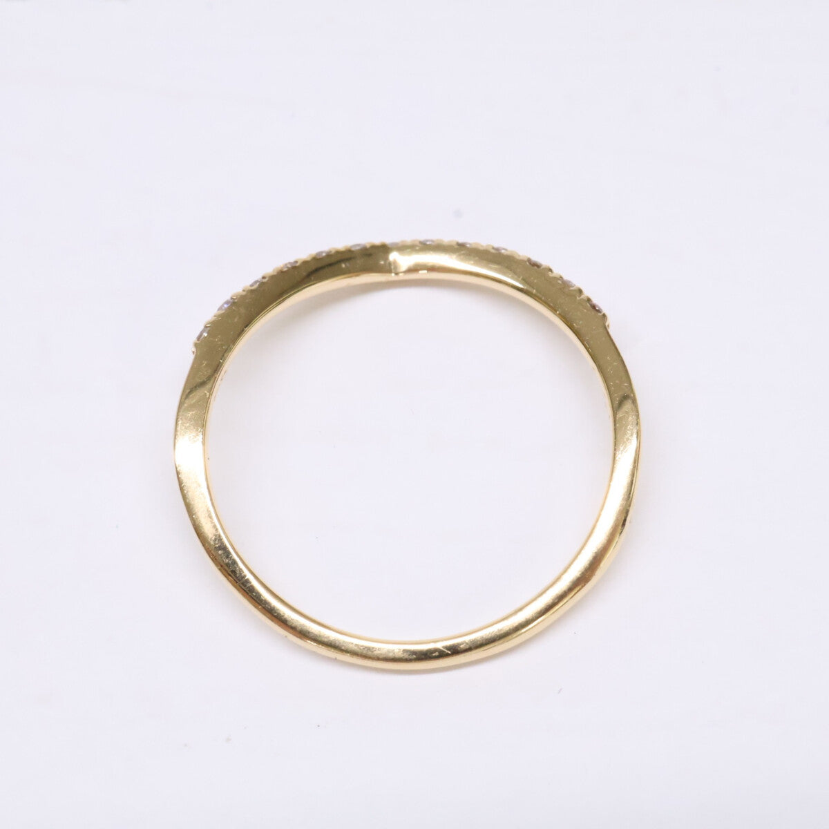 agete アガット 【美品】10164111095 K18 0.06 ダイヤモンド V字 リング 指輪