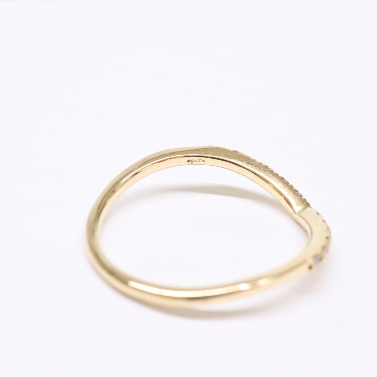 agete アガット 【美品】10164111095 K18 0.06 ダイヤモンド V字 リング 指輪