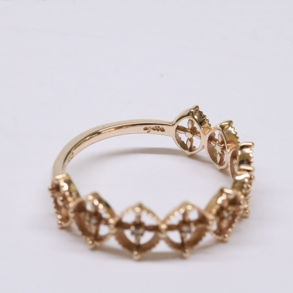 agete アガット 【美品】10194111016 K10 0.02 透かし ダイヤモンド リング 指輪