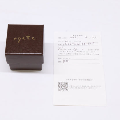 agete アガット 【美品】10194111016 K10 0.02 透かし ダイヤモンド リング 指輪