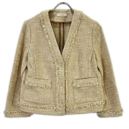 EPOCA エポカ ベージュ ツイード ノーカラー ジャケット ジャケット