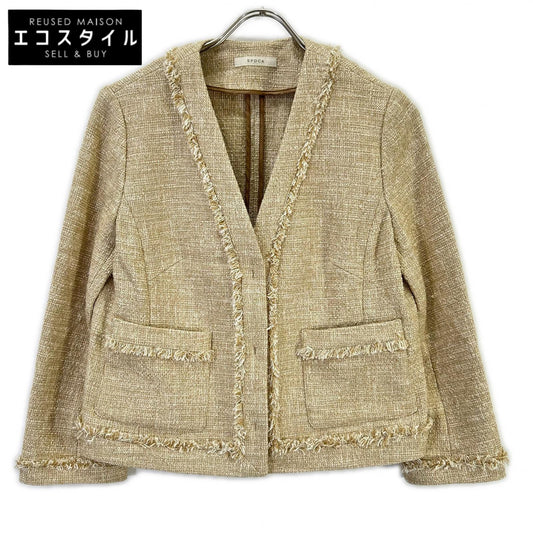 EPOCA エポカ ベージュ ツイード ノーカラー ジャケット ジャケット