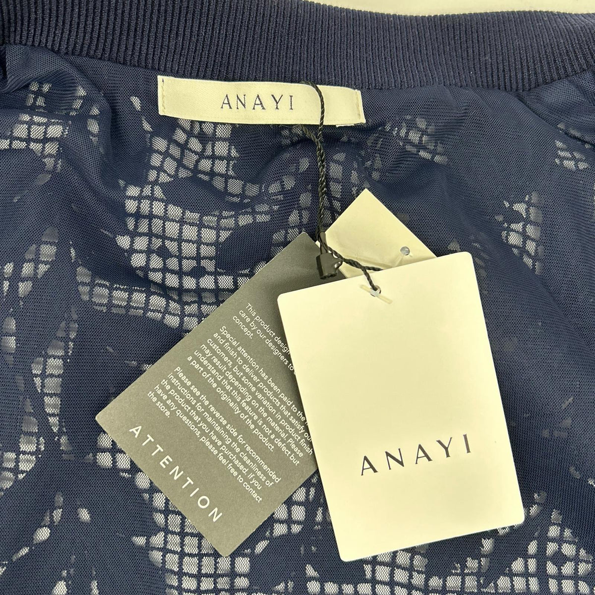 ANAYI アナイ ネイビー フルールジップ ブルゾン ジャケット