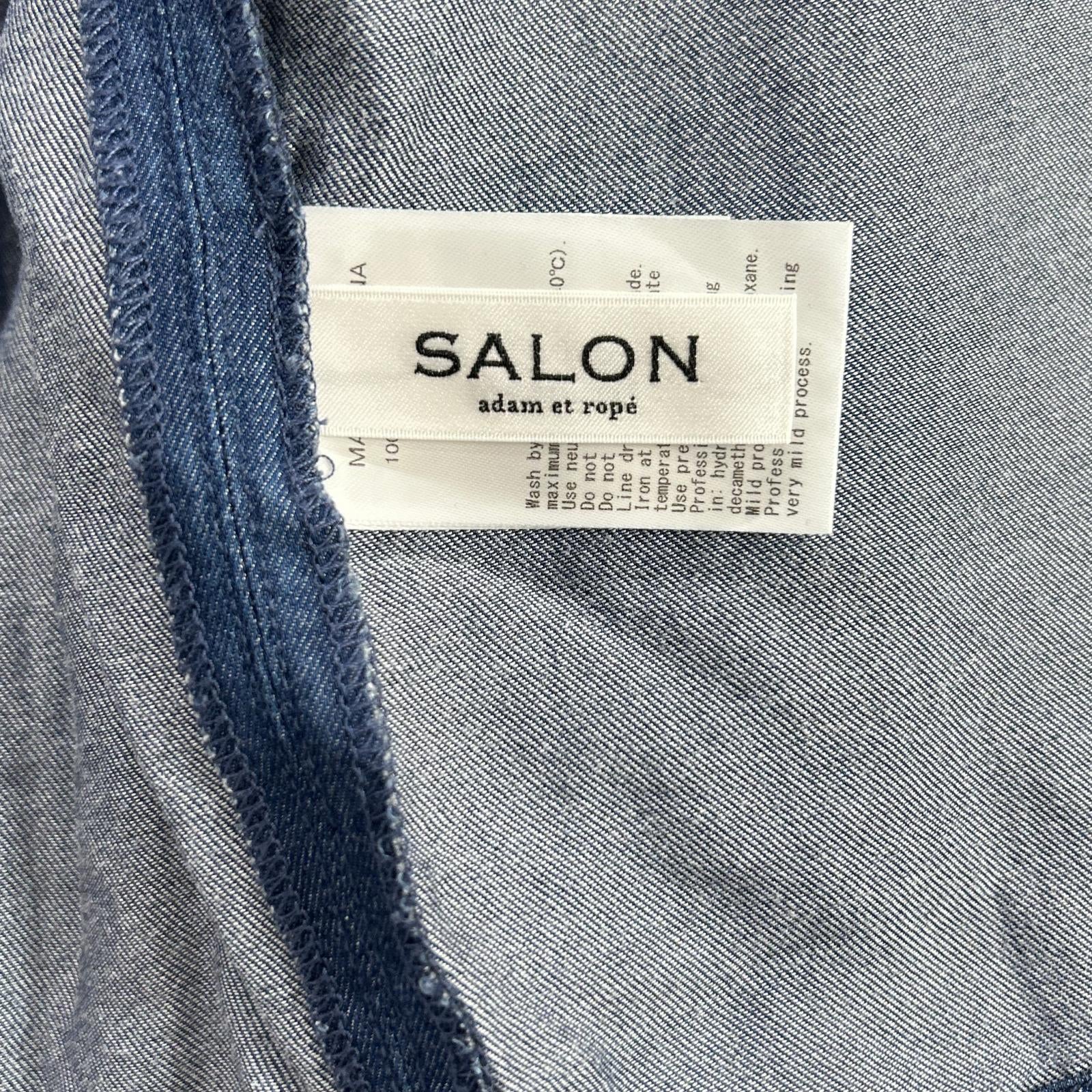 SALON adam et rope サロン アダムエロペ インディゴ SHH-36000-A デニムライクラッフルフリルブラウス トップス