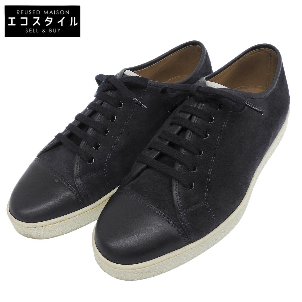 JOHNLOBB ジョンロブ レヴァー 0315ラスト スエード×レザー ローカットスニーカー シューズ メンズ ネイビー 5E シューズ