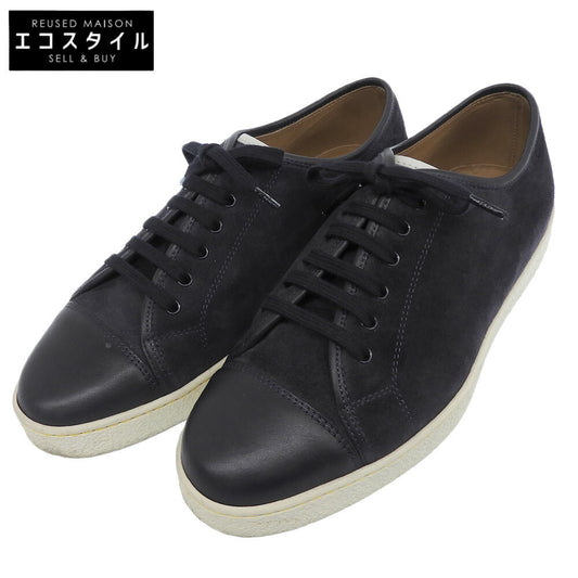 JOHN LOBB Leva 0315-last suede and leather low-top sneakers, men's, navy, 5E, shoes