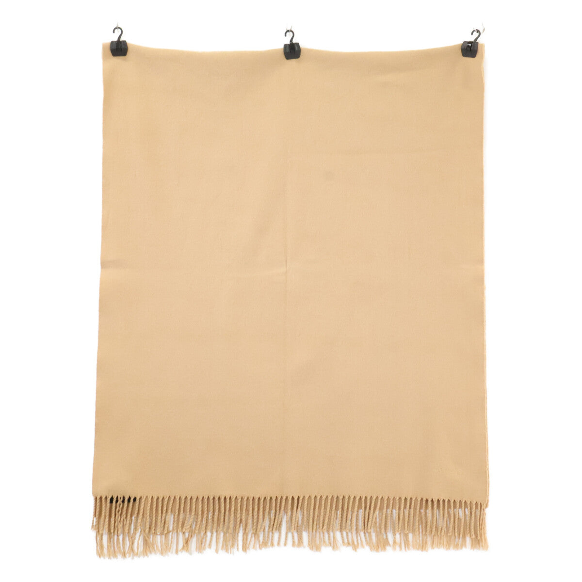HERMES Hermès logo-embroidered cashmere fringe scarf