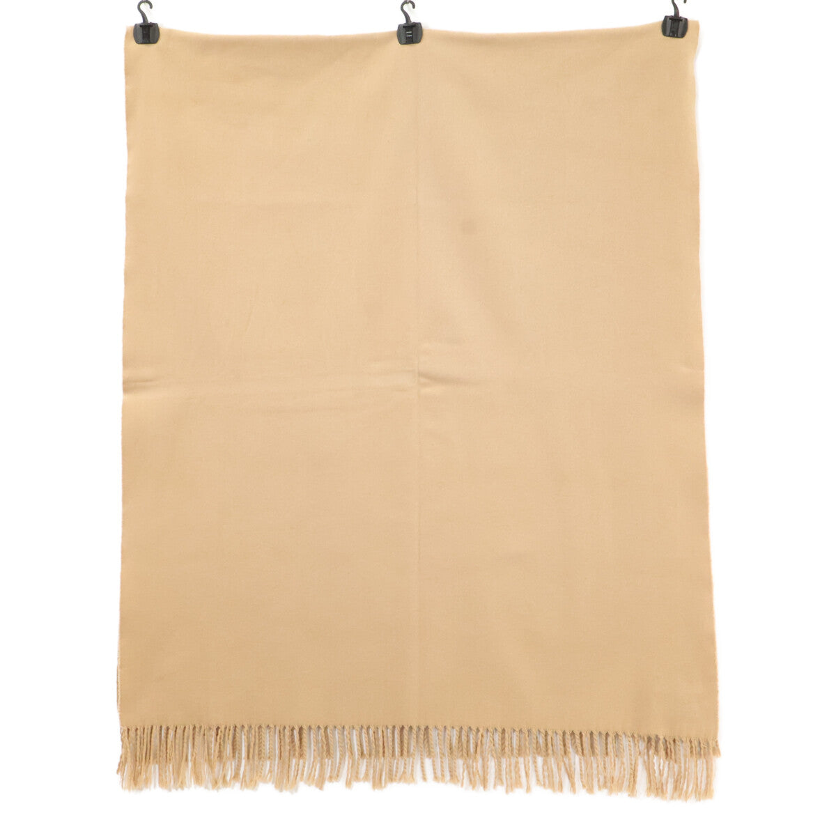HERMES Hermès logo-embroidered cashmere fringe scarf