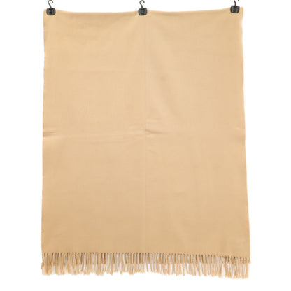 HERMES Hermès logo-embroidered cashmere fringe scarf