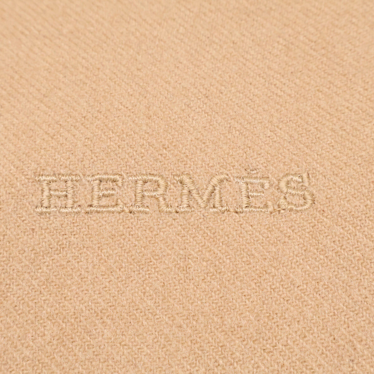 HERMES Hermès logo-embroidered cashmere fringe scarf